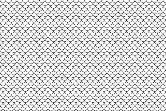 Fish scale pattern line art, tile pattern line, mermaid tail pattern vector.