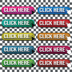 click here icon. clicking button.