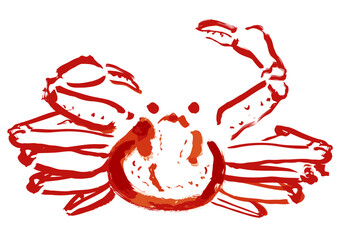 ズワイガニ和風手描きイラスト