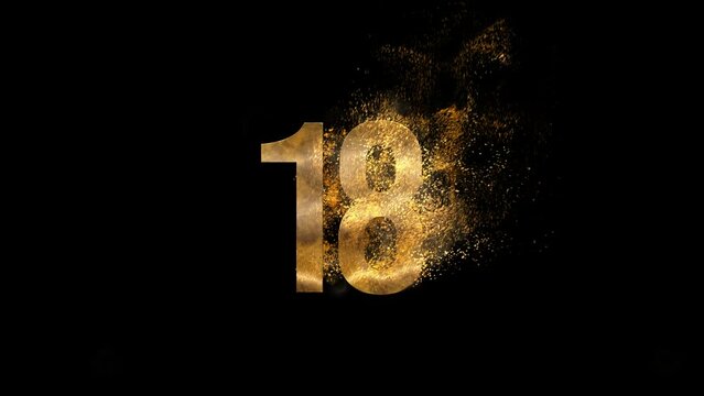 Golden number 18 from particles, numbering, eighteen, golden numbers, alpha channel