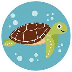 Cute turtle cartoon icon illustration