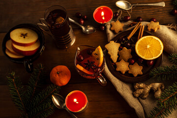 christmas table setting with candles