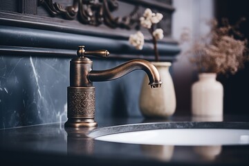 Luxury faucet in vintage bathroom