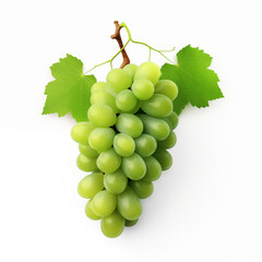 Cacho de uvas verdes frescas isolado no fundo branco  - obrazy, fototapety, plakaty