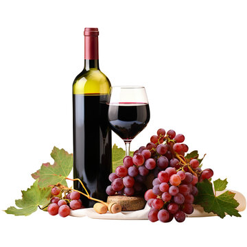 bottle of wine and grapes, png