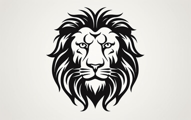 Obraz premium leão preto preenchido, fundo branco isolado