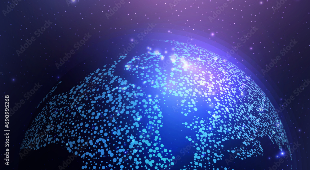 Poster futuristic map of the planet. world map. globalization internet and technology, cyber security. abst