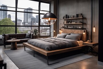 Achieve urban industrial aesthetics with a metal-framed bed