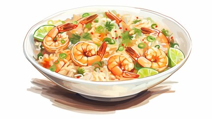 Delicious Chinese Fried Rice with Vegetables and Shrimp AI Generated