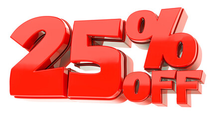 25 Off Red Number 3D Render