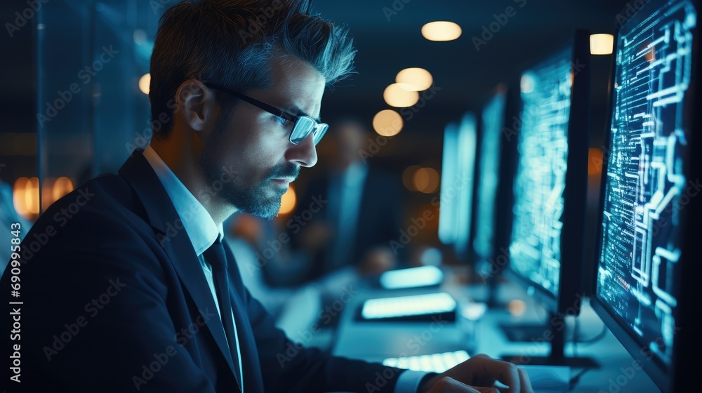 Poster Oriented IT specialist managing a database, Ensuring data integrity and accuracy.