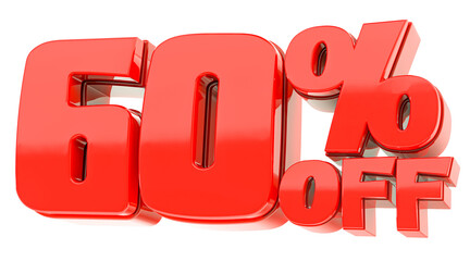 60 Off Red Number 3D Render