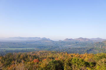 Autumn mountains and sky natural sunlight landscape background