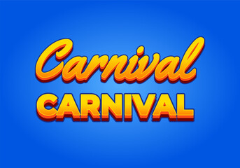 Fototapeta premium Carnival text effect in 3D look. Yellow color