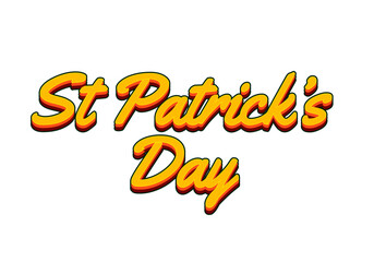 St Patrick's Day. Text effect in yellow color with 3D look