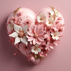 3d heart on pink background. heart icon, like and love 3d render illustration