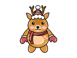 Fototapeta premium Christmas Animal with Deer Cartoon 
