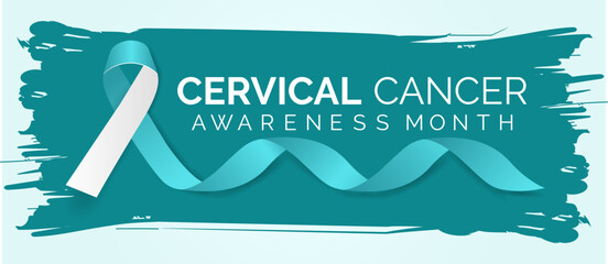 Vector illustration on the theme of Cervical Cancer awareness month observed each year during January. Banner, poster, card, background and realistic ribbon  design.