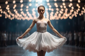 Fototapeta premium Asian ballerina girl is performing on stage.