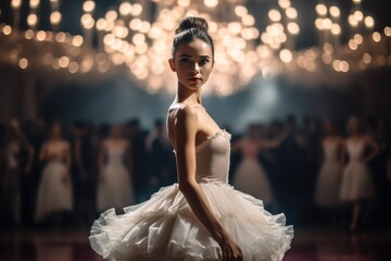 Asian ballerina girl is performing on stage. - obrazy, fototapety, plakaty