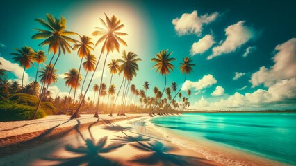 熱帯ビーチの楽園のパノラマビュー - obrazy, fototapety, plakaty