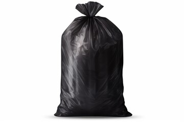 Black garbage bag isolated on transparent or white background