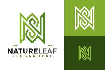 Letter N Nature Leaf Logo design vector symbol icon illustration
