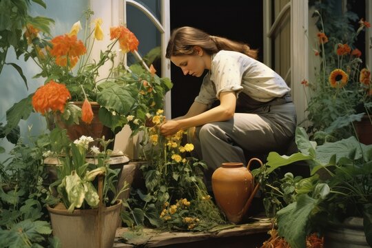 Barefoot Gardeners: Gardeners tending to plants barefoot