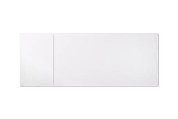 Blank White Event Ticket mockup isolated. 3D Rendering.