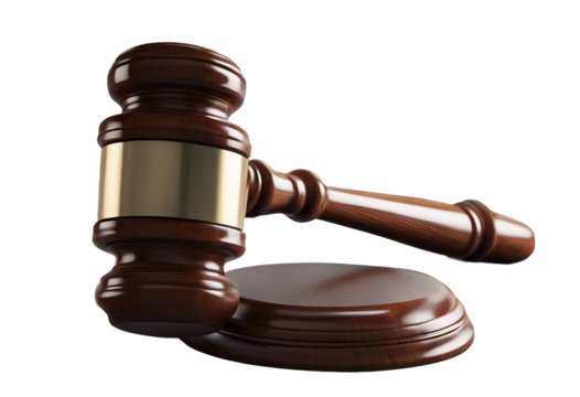 Wooden gavel isolated isolated on transparent background