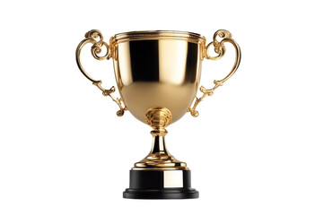 Fototapeta na wymiar Gold trophy cup isolated on transparent or white background