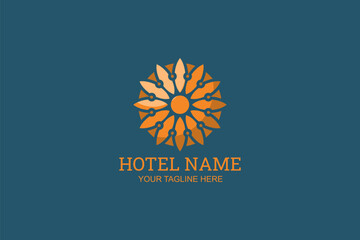 Flower hotel Logo Vector Illustration. Suitable for business company, modern company, etc.