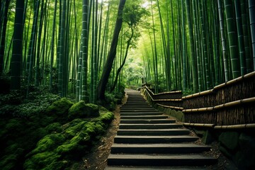 Obraz premium Bamboo forest in the USA background, highlighting the diversity of American scenery.