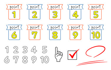 ポイント1から10 数字アイコン　おしゃれ線画