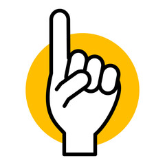 Pointing finger icon pointing up. Orange.