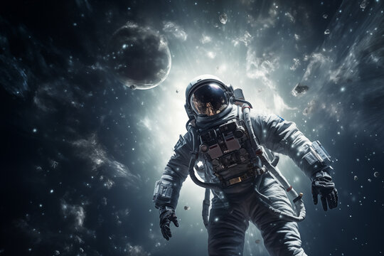 Man astronaut in outer space
