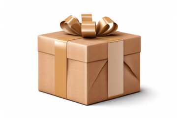 Brown paper wrapped package gift isolated
