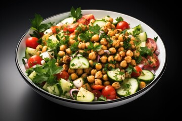 Vegan Chickpea Salad taken from above. Generative AI.
