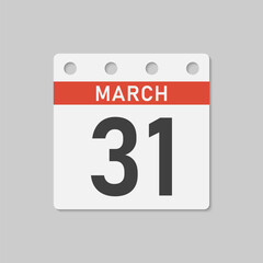 Fototapeta premium Icon page calendar day - 31 March