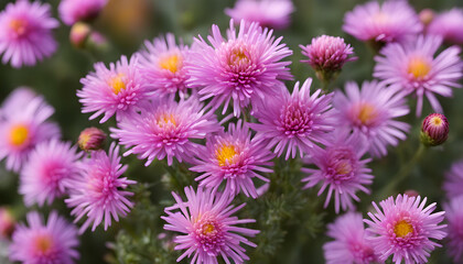 Purple aster flowers in the garden