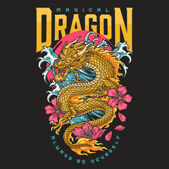 Magic lake dragon colorful sticker