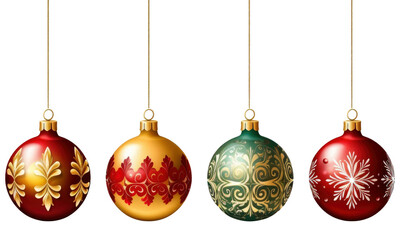 set of christmas balls on transparent background