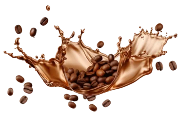 coffee beans splash on transparent background © Denis