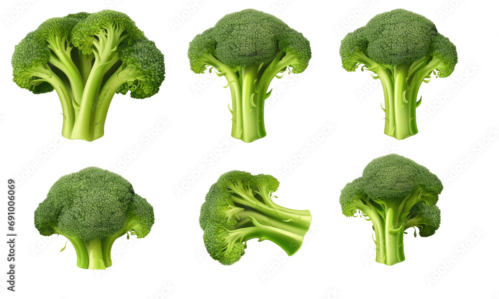 Sticker broccoli isolated on transparent background