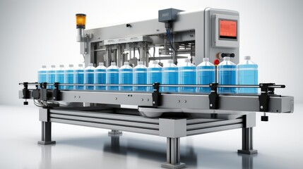 Capacity industrial drum filling machine for efficient liquid product packaging isolated on a white background. Generative AI.
