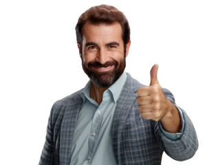 businessman showing thumbs up isolated on transparent background