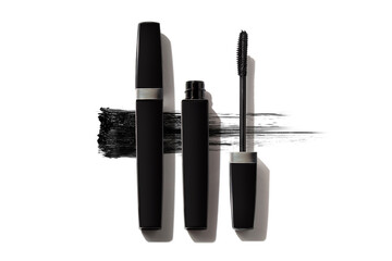 mascara for lashes with brush and bottle tube, cosmetic makeup for product mockup branding