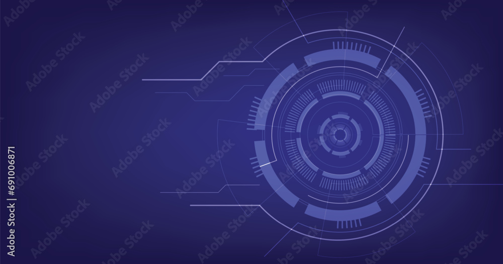 Poster digital electric circuit circle background.image electric circuit on blue background.high-tech circu