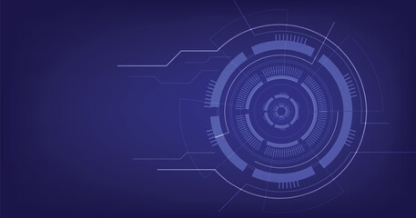 Digital electric circuit circle background.Image electric circuit on blue background.High-tech circuit board connection system concept.