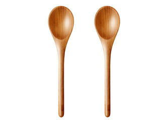 wooden kitchen utensils, spoon  isolated on transparent background